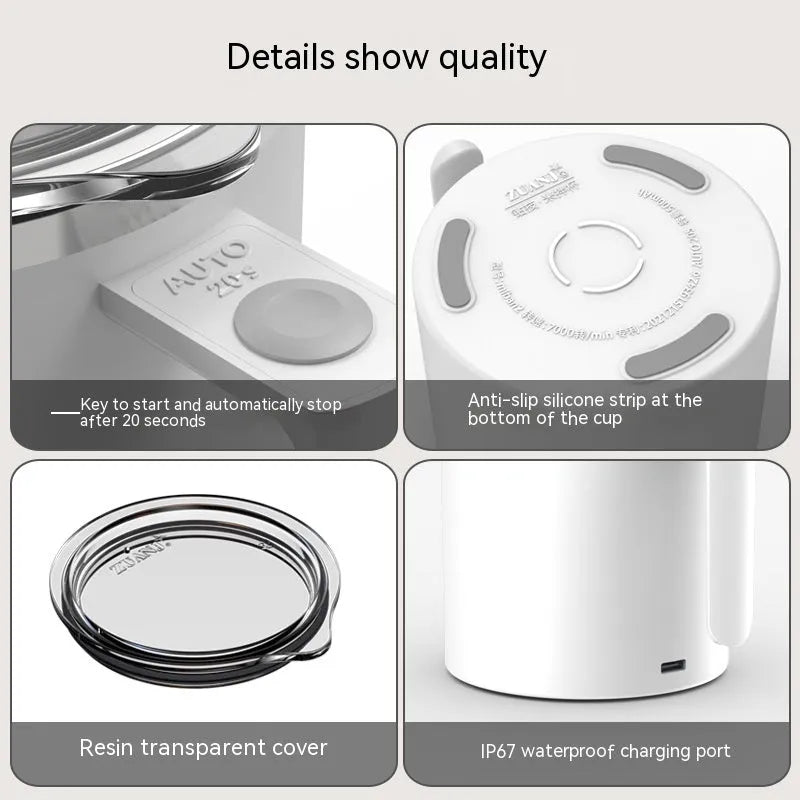 Automatic stirring coffee cup with magnetic mixing base in white, pink, black or macaron milky white colours