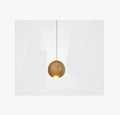 Nordic solid wood ball pendant chandelier with an adjustable cord hanging from a wooden disc.