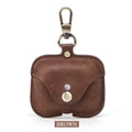 Genuine leather vintage clamshell case for AirPods Pro in brown with a crazy horse pattern texture.