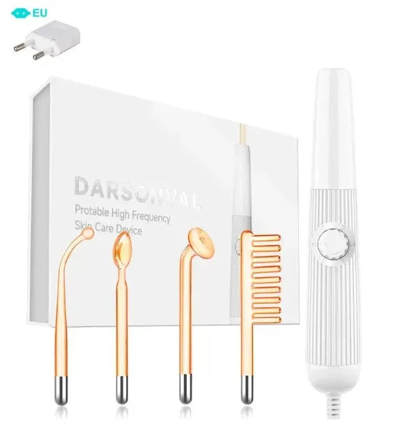 High frequency electrode magic wand machine in blue neon light, space capsule design, with EU plug for acne marks removal
