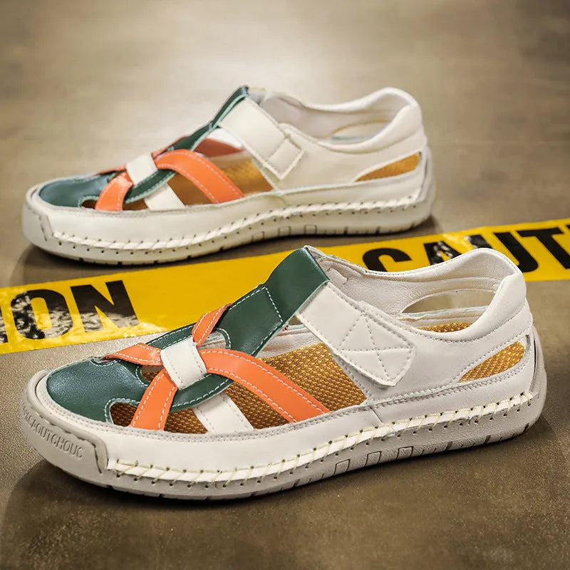 Women's casual shoes with Velcro fastening, round toe design, and non-slip rubber soles