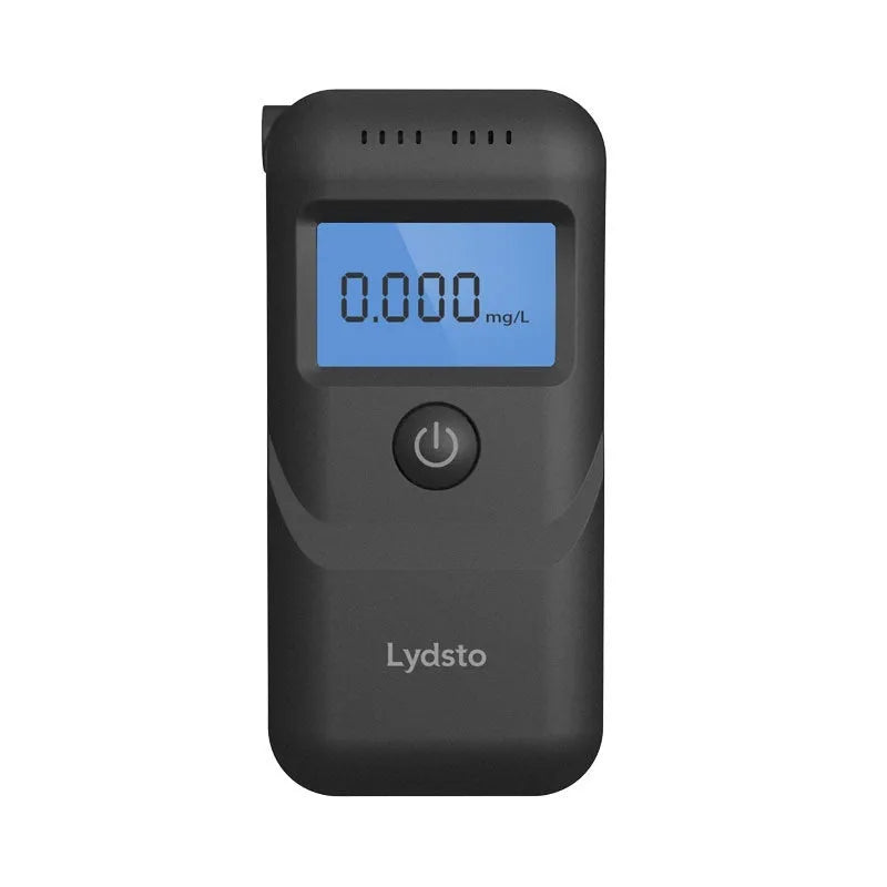 Black household alcohol tester with digital display for breath alcohol measurement and drunk driving checks