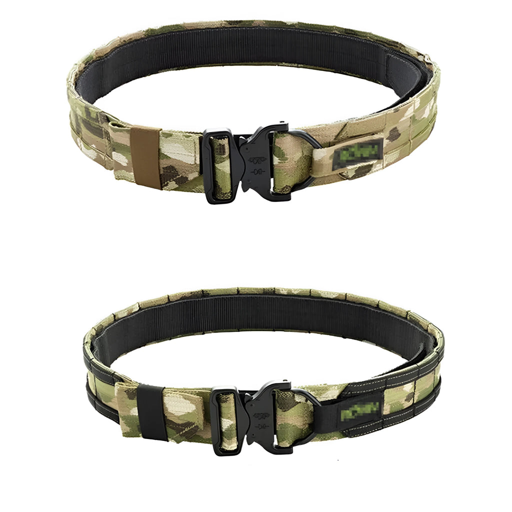 MOLLE system tactical buckle belt 4cm or more wide in Black, Camo, Coyote Brown, Ranger Green, or Grey, sizes L M S XL