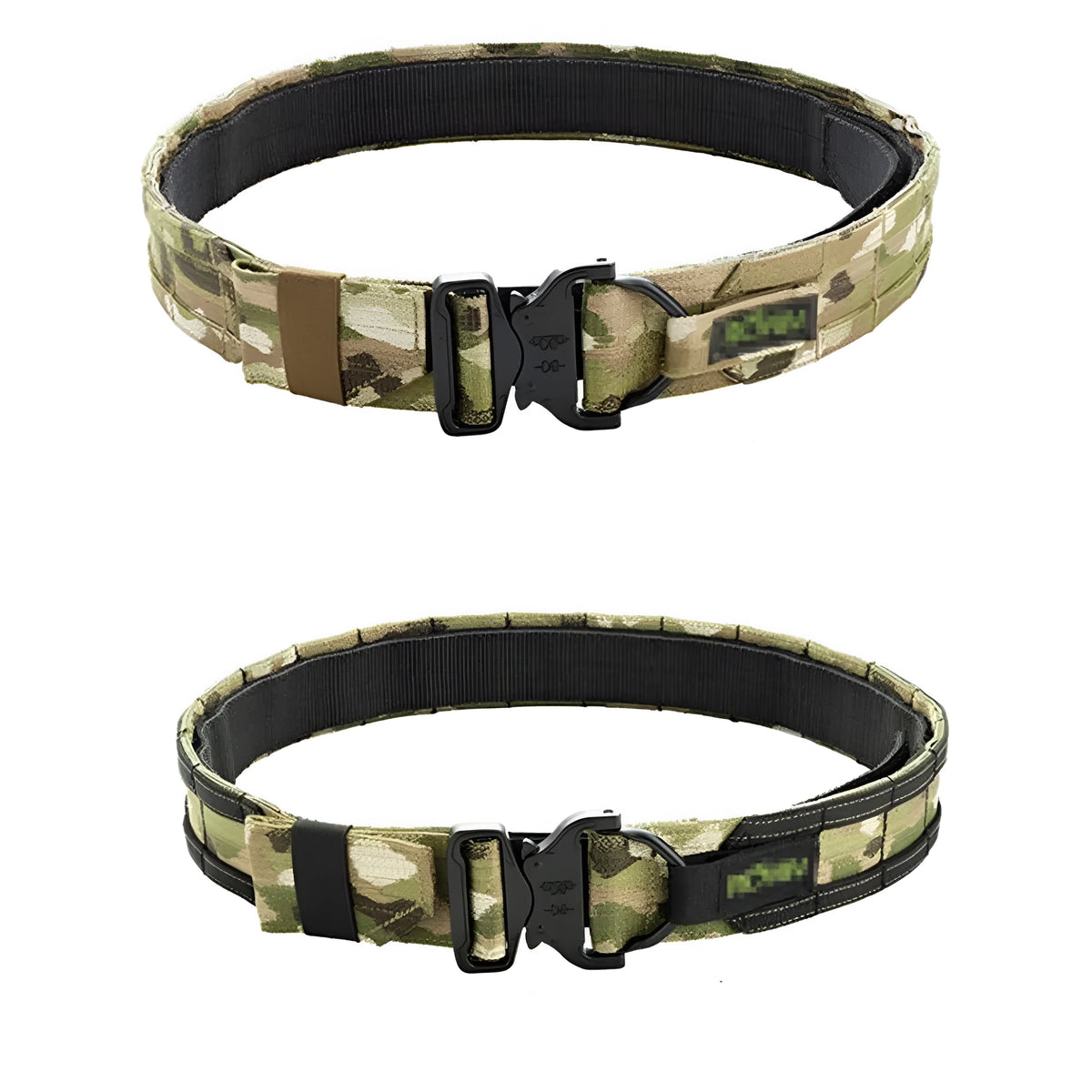 MOLLE system tactical buckle belt 4cm or more wide in Black, Camo, Coyote Brown, Ranger Green, or Grey, sizes L M S XL