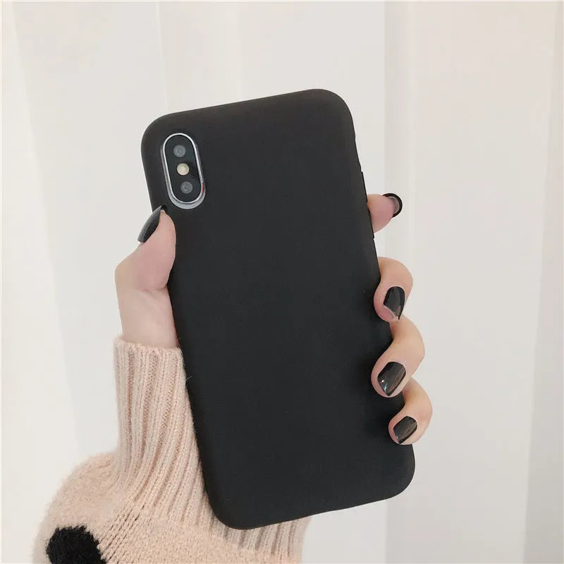 Flexible silicone phone case for iPhone shown in a choice of eight colours including wine red and rose gold.