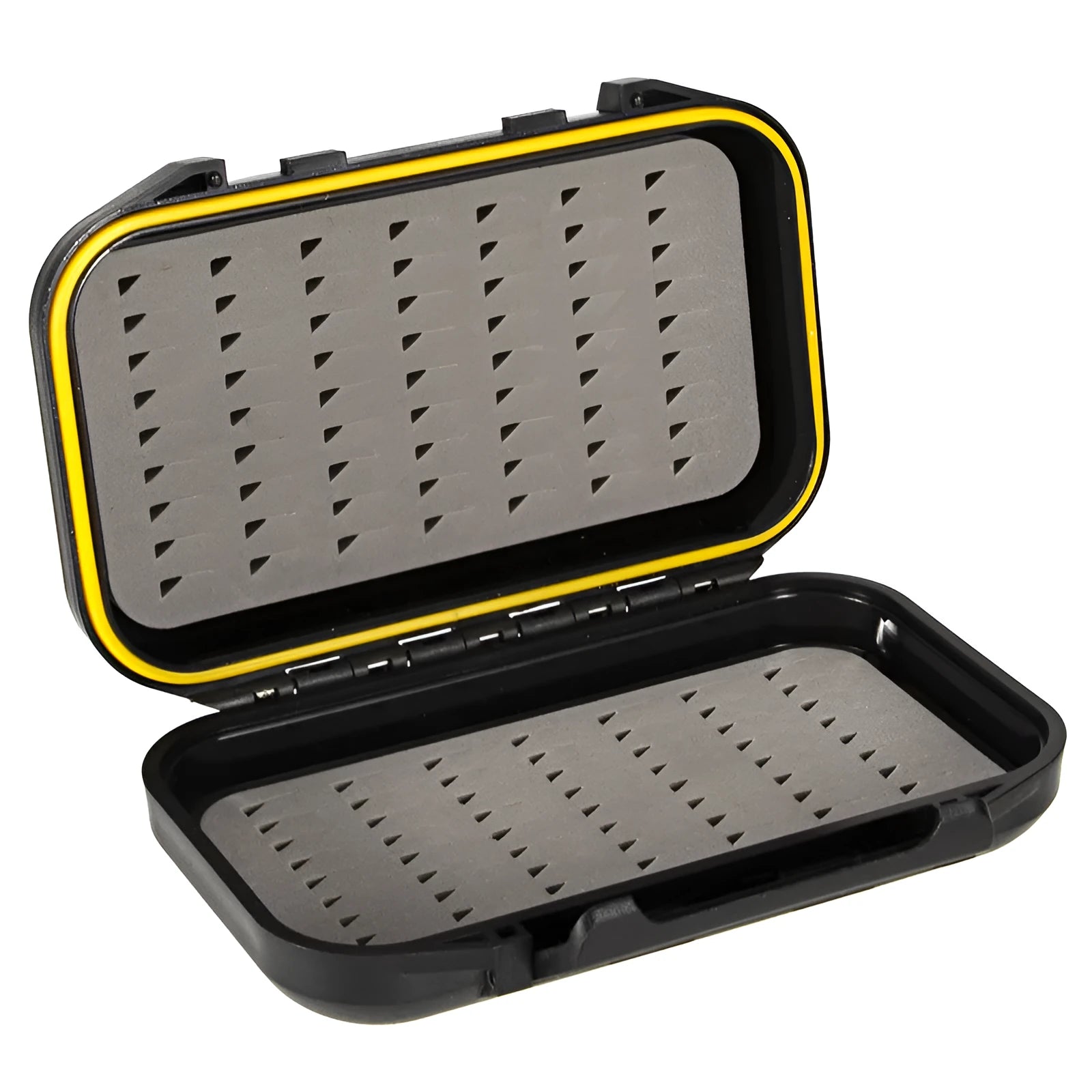 Fishing Double-sided Waterproof Fly Box Fly Fishing Gear Box ABS Impact-resistant Plastic 135x80x30mm with Silicone Sealing Ring and Foam Insert Black Lure Storage Case