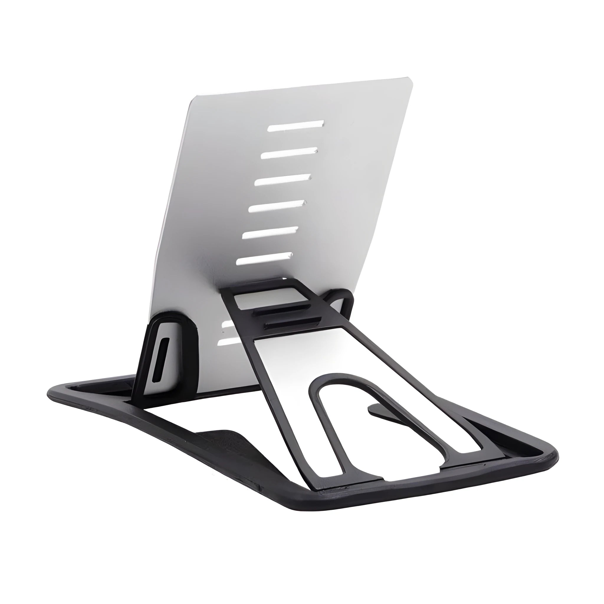 Black desktop phone bracket stand measuring 8.5cm by 5cm with lazy bracket mechanism
