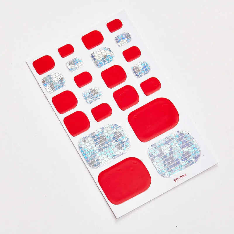 Waterproof foot nail stickers 22 small stickers in 14 tips colour GD001