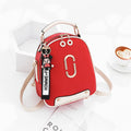 PU leather women's backpack with car suture design, oval shape, and internal zipper pocket