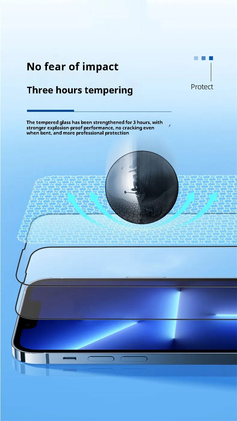Tempered glass screen protector for iPhone 15 14 13 12 11 X series with anti-fingerprint coating