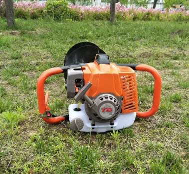 Portable single-person gasoline hole digger for fruit tree fertilization, supplied as one unit