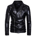 Men's black sheepskin leather jacket with suit collar and zip front, fit cut, not hooded