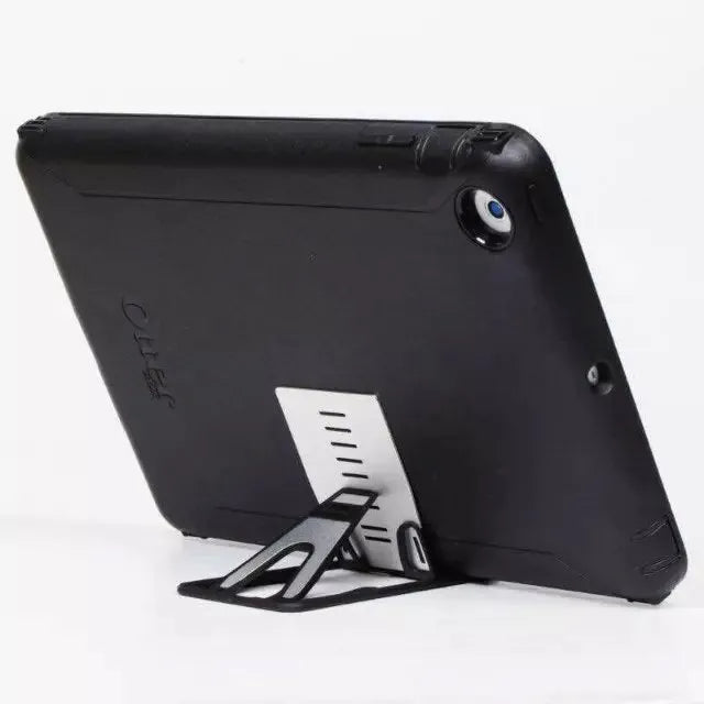 Black desktop phone bracket stand measuring 8.5cm by 5cm with lazy bracket mechanism