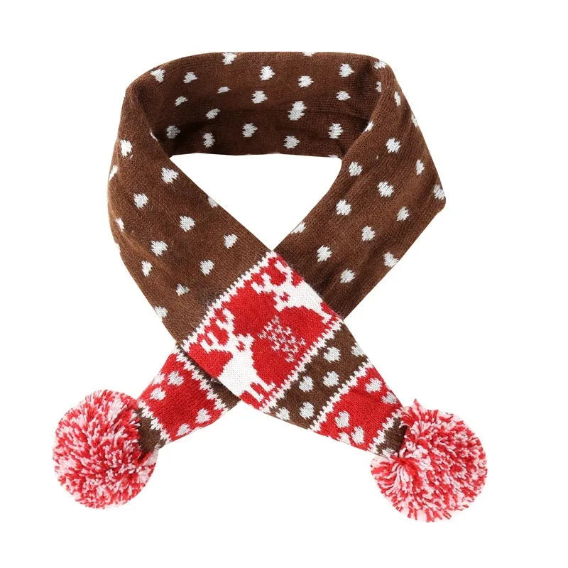 Pet Christmas acrylic wool scarf for cats and dogs in red colour, holiday accessory