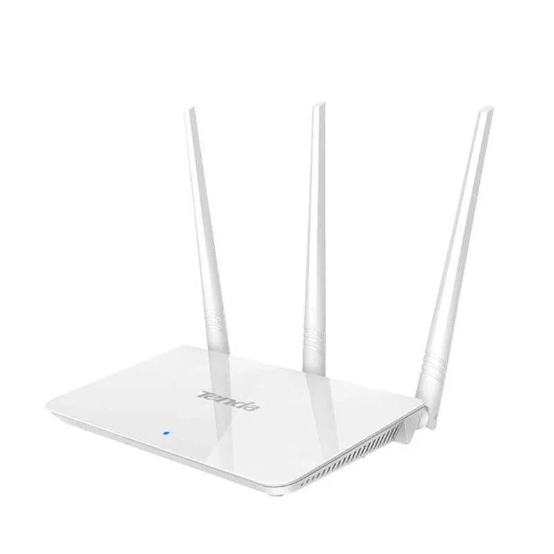 White wireless router with dual-band 2.4GHz and 5GHz support for home broadband.