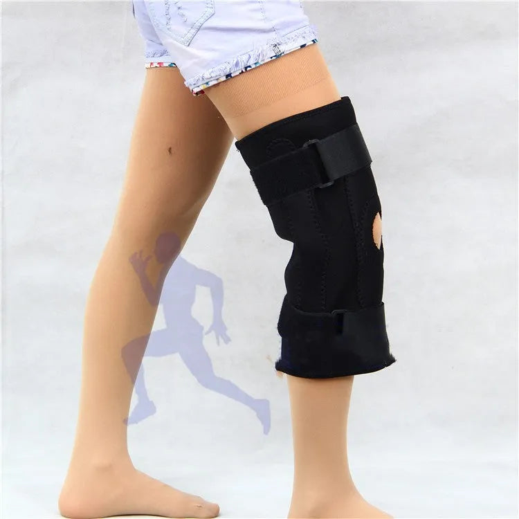 Medical meniscus recovery steel brace knee support in black free size, diving material