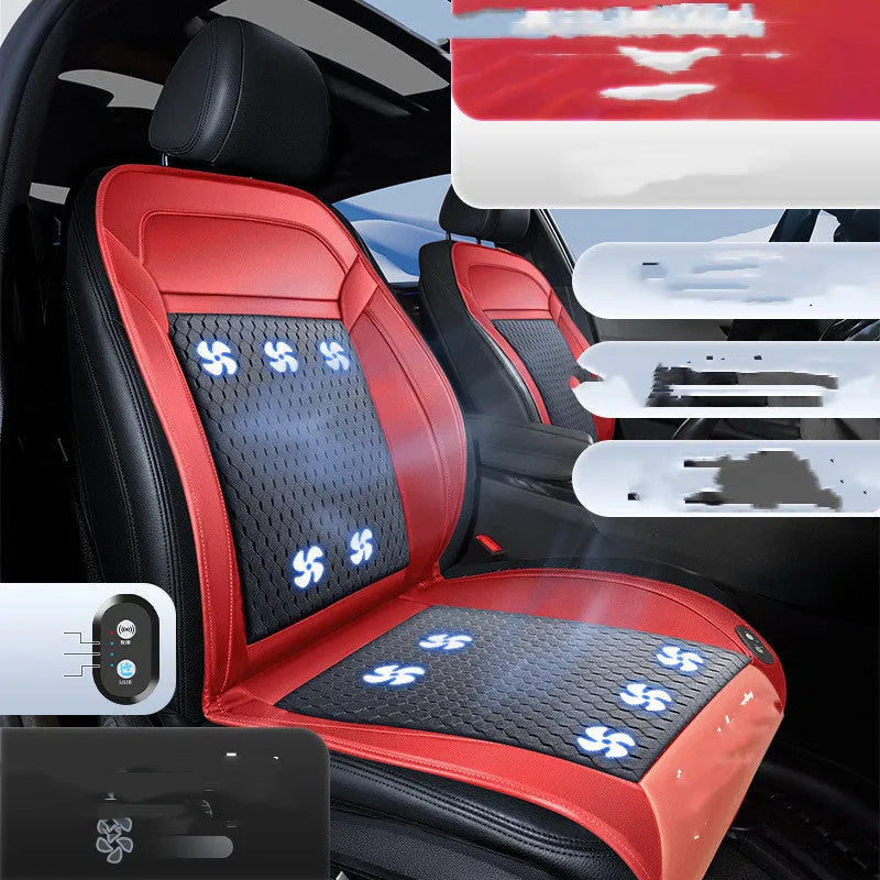 Ice silk truck car cooling pad with fans in black ventilation mesh for summer driving