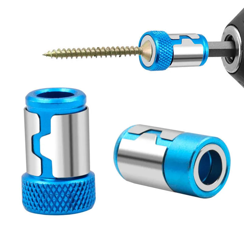 Light blue screwdriver bit with magnetic ring and slotted head