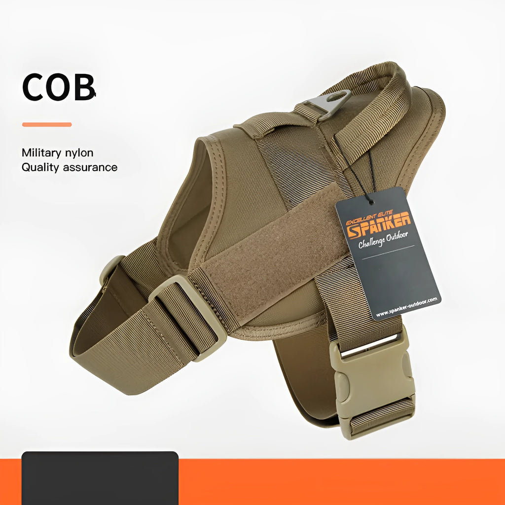 Large and medium dog harness in 1050D nylon with UTX buckle and military webbing, adjustable fit, black colour option