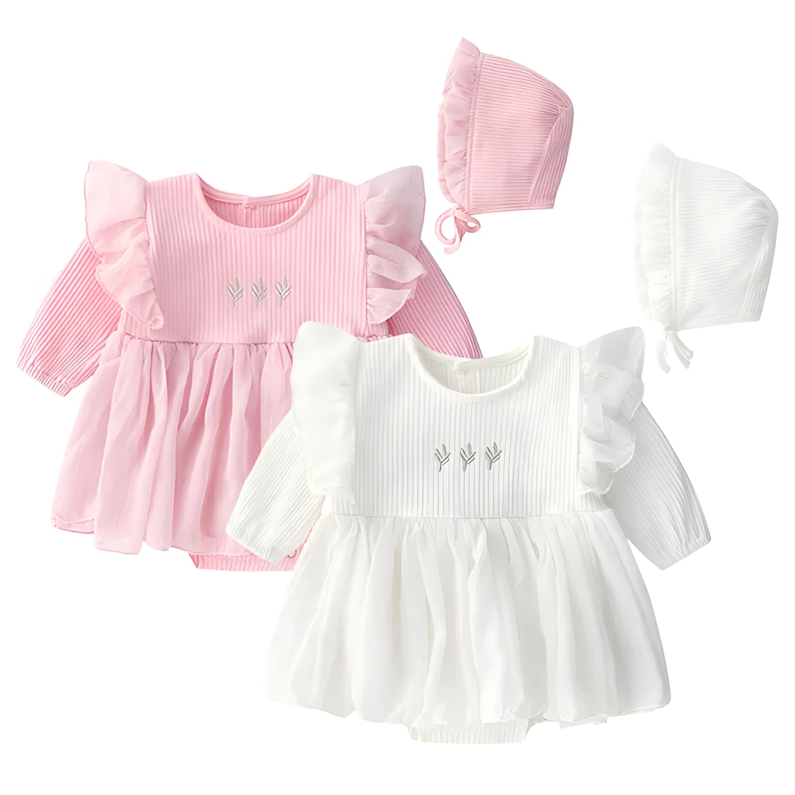 Cotton baby princess fluffy dress for infant girls in pink, red, or white colours