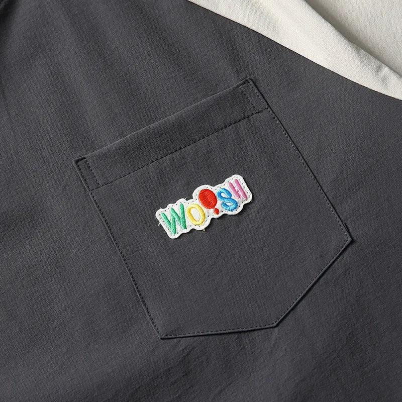 Dark grey men's T-shirt with raglan sleeves and contrast colour design