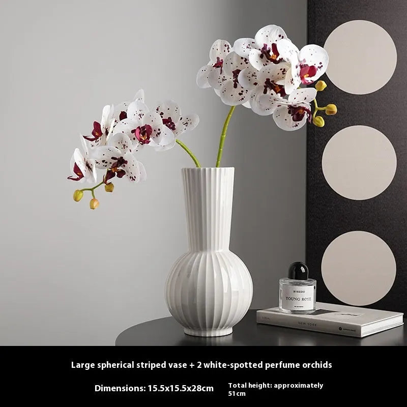 White striped ceramic ball vase American country style living room table decoration