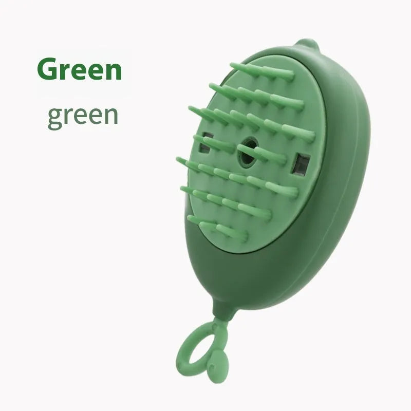 ABS plastic pet grooming comb with spray massage steam function in avocado green design