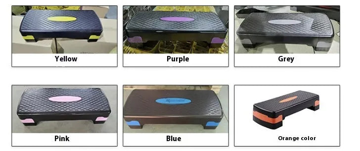 Grey Fit brand aerobic step platform on a floor for fitness exercises.