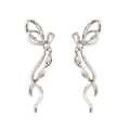 White K bowknot earrings for women, alloy electroplated bow-shaped earrings, one pair
