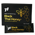 500g jar of black Thai T1 monofloral honey with label