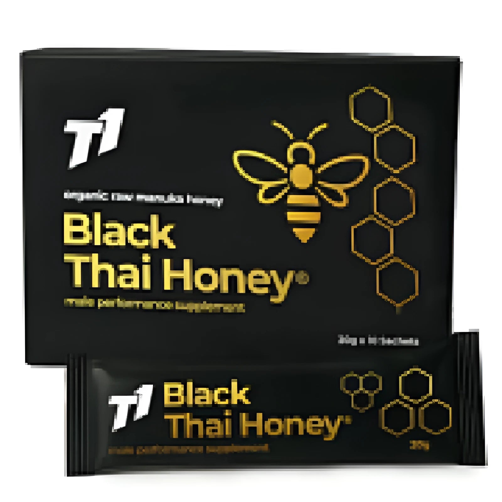 500g jar of black Thai T1 monofloral honey with label