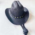 British style cat cowboy hat in brown with various trim options including ribbons and labels