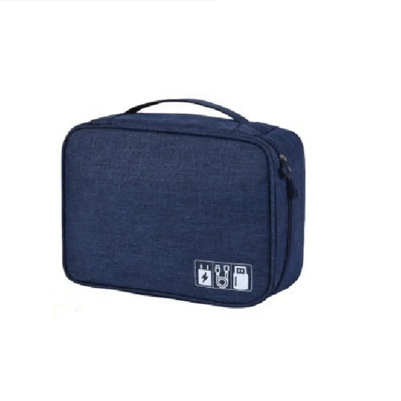 Cationic digital accessories storage bag in multiple colours showing interior cable organisation capacity