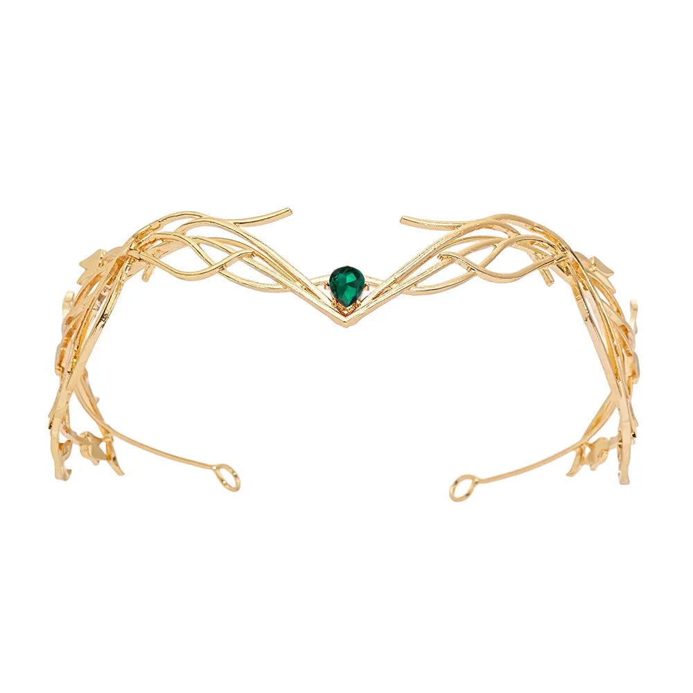 Goddess warrior alloy forehead ornament headdress with crystal inlay 15cm exotic style