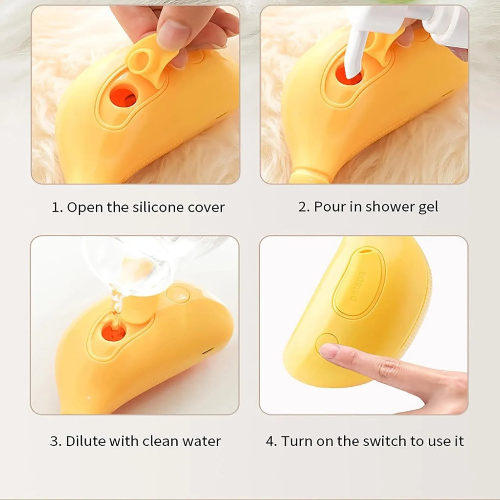 Green rechargeable cat steam brush grooming tool with silicone massage bristles