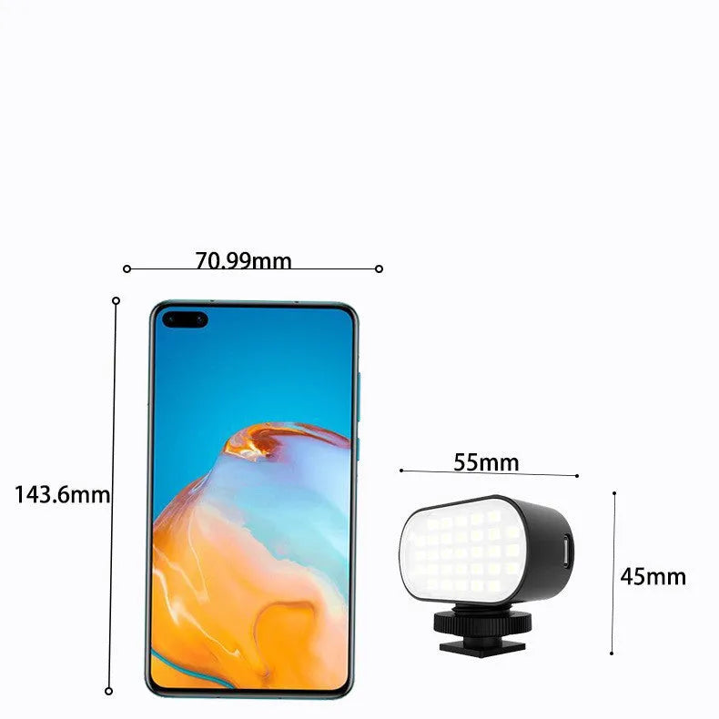 ST-30 black mobile phone fill light with adjustable brightness and six colour palettes for photography