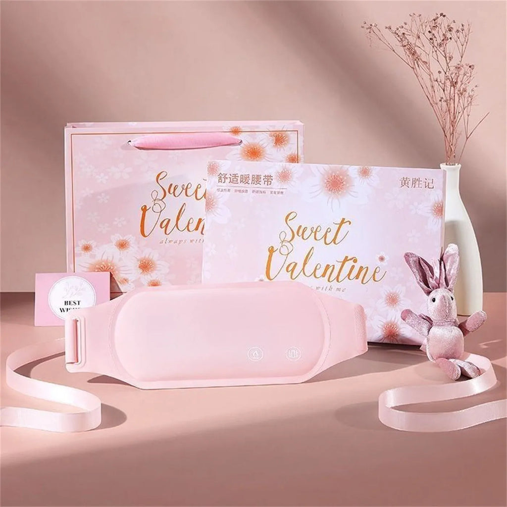 Warm belt with soft Lycra fabric, 5000mAh battery, APP control, and gift box packaging for stomach ache relief