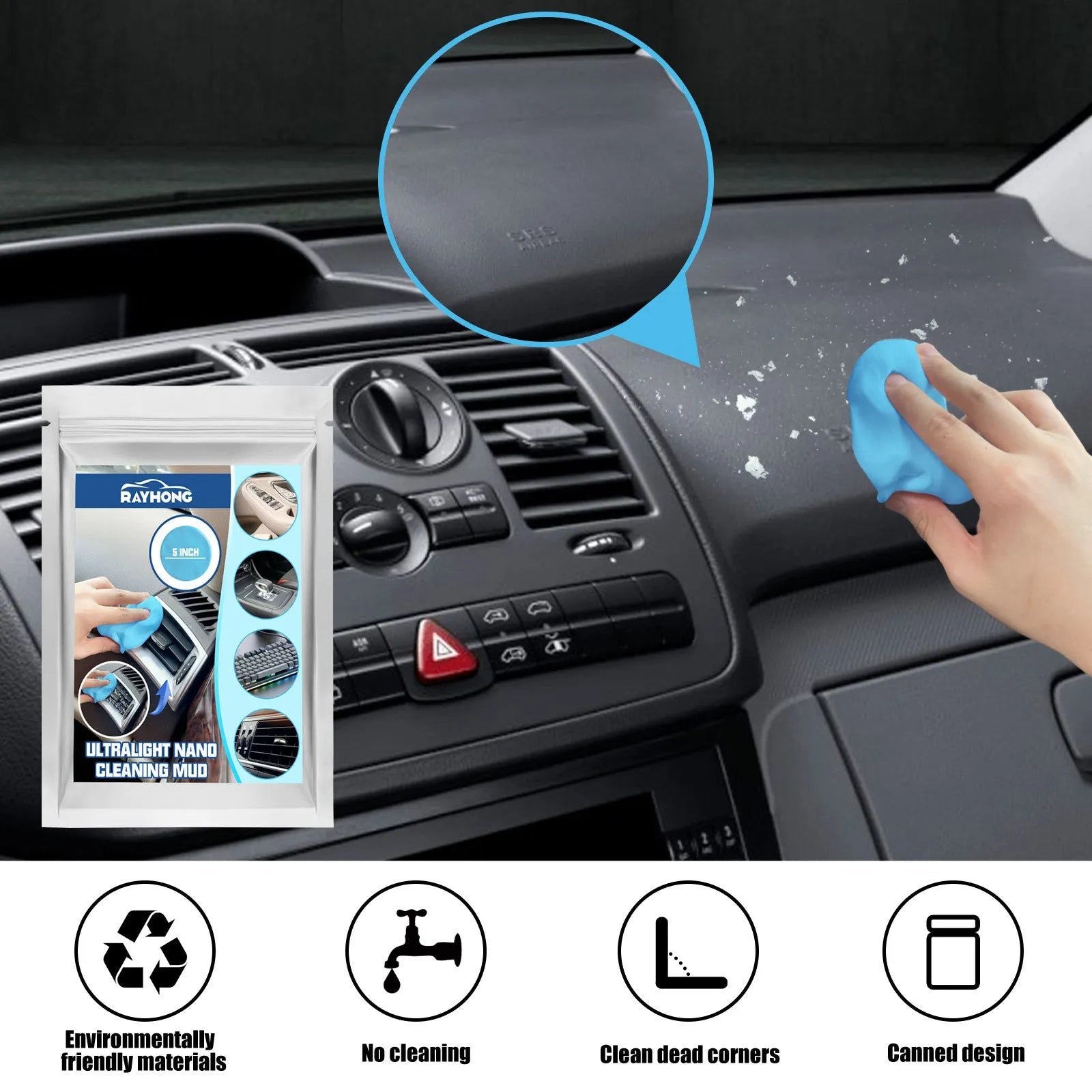 15cm by 10cm slab of car cleaning mud for dust removal from vents and gaps.