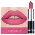 Long lasting moisturising matte lipstick in twelve colour options for women