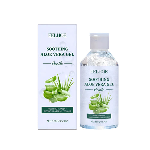 100g container of aloe gel with aloe vera and sodium hyaluronate for skincare.
