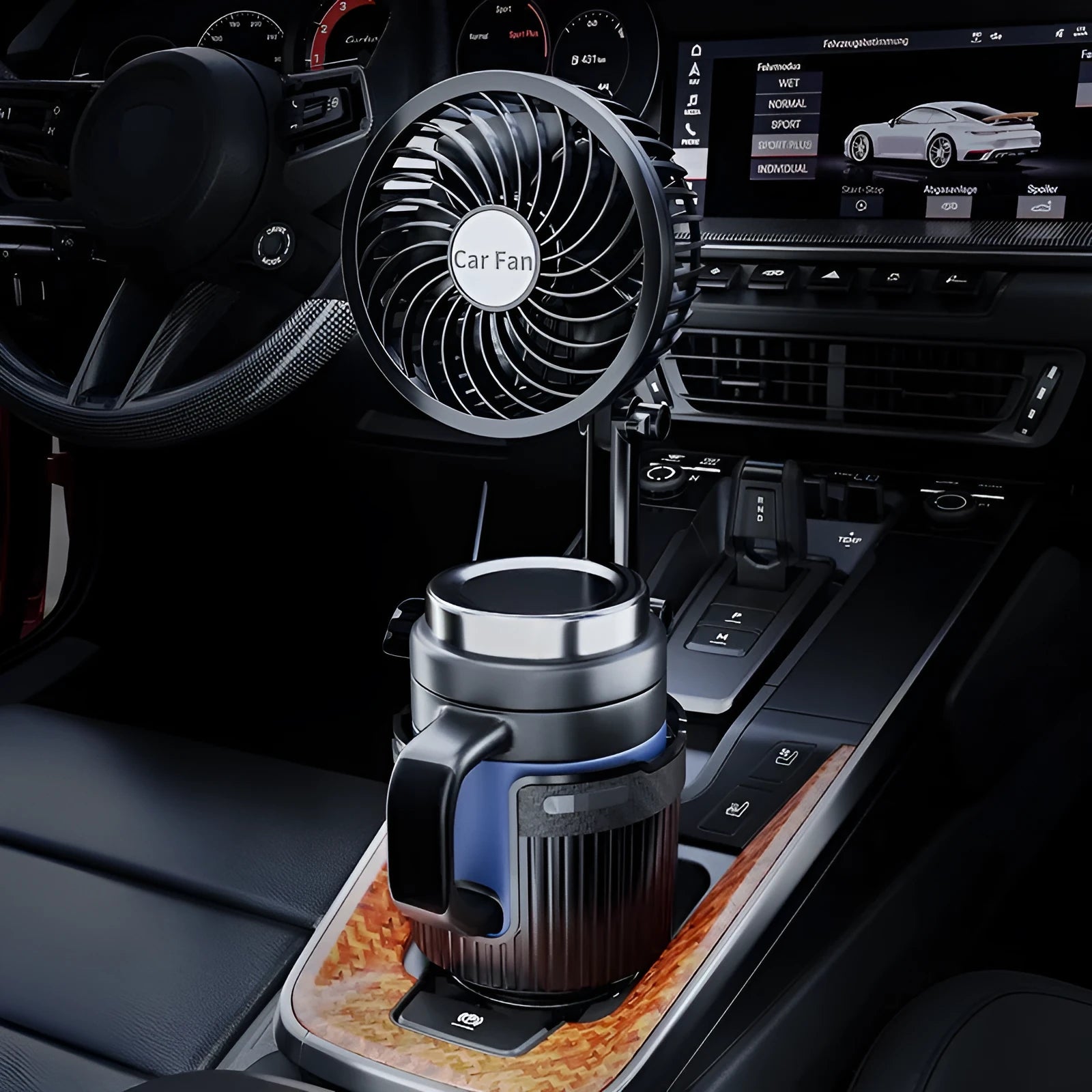 Car cup holder cooling fan with ABS plastic housing in vehicle cup holder