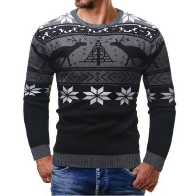 Christmas fawn sweater slim fit round neck mohair blend printed pullover in red colour option