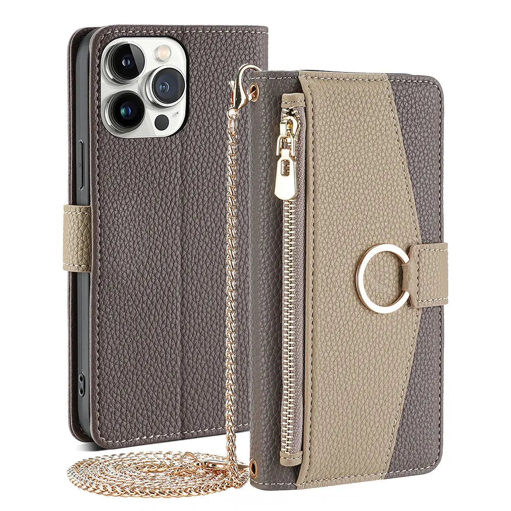 Multifunctional card phone case with lanyard bracket and magnetic suction for Apple iPhone