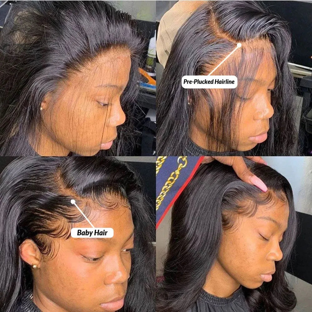 360 full lace frontal body wave human hair wig in natural colour 1b#, 150% density, 20 inch length