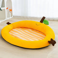 Green fruit-pattern pet cooling mat with backrest nest for dogs and cats in size L.