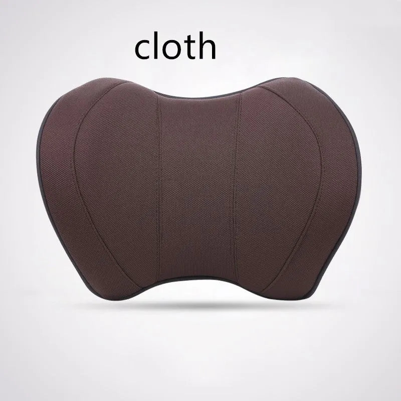 Car headrest with memory foam padding in black fabric cover for driving comfort