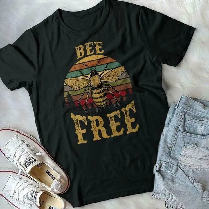 Men's black cotton short sleeve T-shirt with printed hip hop design, round neck, straight fit, sizes S-5XL