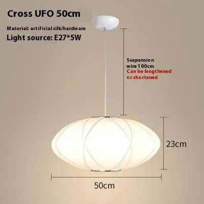 Fabric chandelier lantern lamp with iron frame, LED light source, available in multiple sizes from 30cm to 80cm