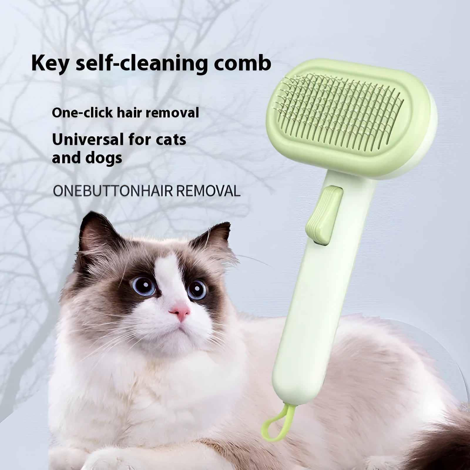 Large pet grooming comb for cats and dogs in light green, pink or light grey colour options