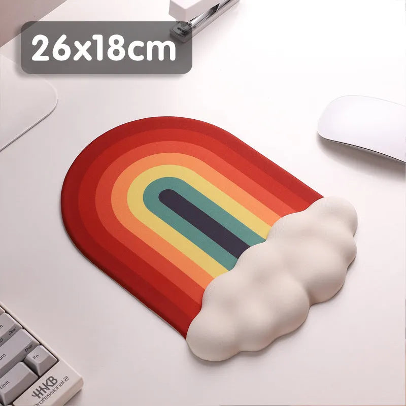 Silicone wrister mouse pad and keyboard support set with cloud pattern designs in choice of four colours